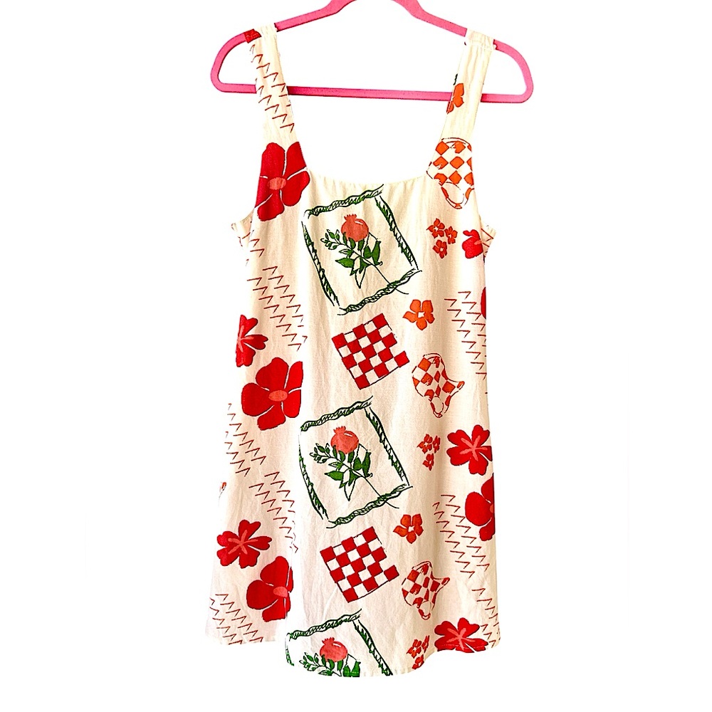Japna Floral Smocked Boho Summer Resort Cruise Vacation Mini Sundress Size Large